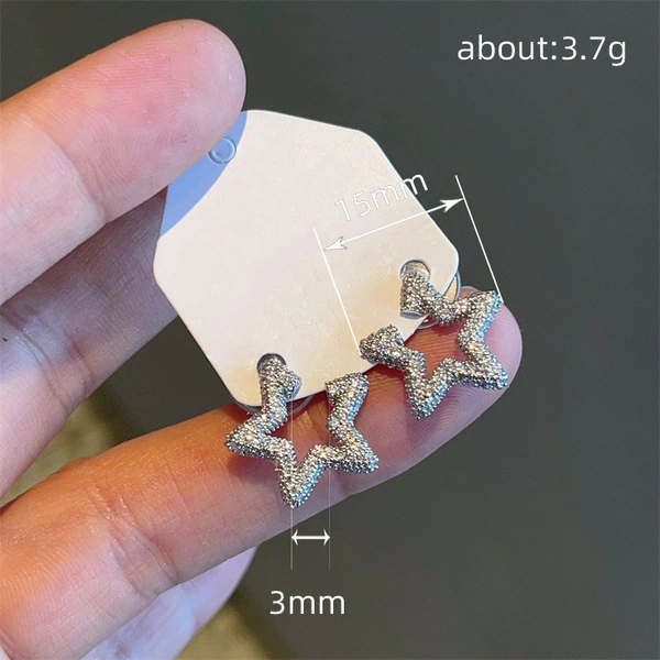  European and American open star design earrings for women, sparkling inlaid zircon earrings, daily wear earrings