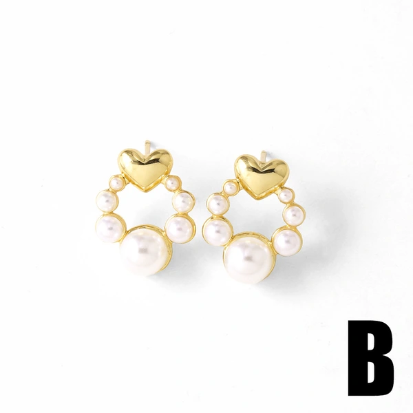 AS jewelry high-end pearl starfish heart copper plated real gold earrings earrings earrings era126