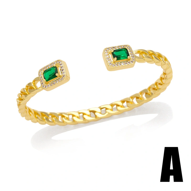 European and American new temperament retro emerald zircon bracelet niche light luxury high-end sugar cube bracelet brd77