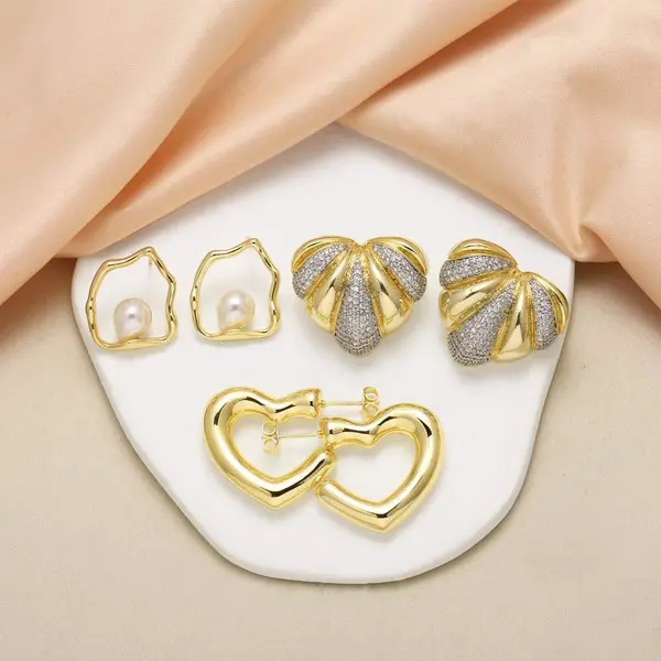 AS jewelry hot-selling pearl love peach heart smooth earrings women's gold-plated earrings erq72