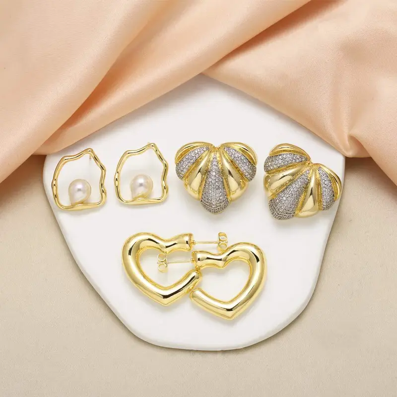 AS jewelry hot-selling pearl love peach heart smooth earrings women's gold-plated earrings erq72