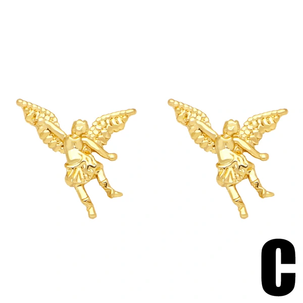 Clearance European and American personality inlaid zircon Madonna Angel piercing earrings fashion star moon earrings earrings ery93