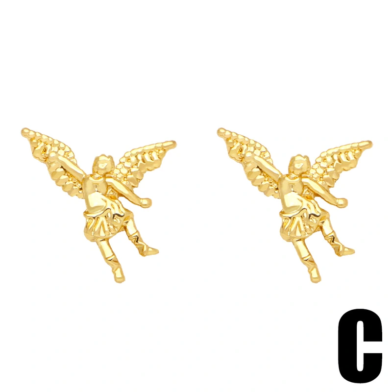 Clearance European and American personality inlaid zircon Madonna Angel piercing earrings fashion star moon earrings earrings ery93