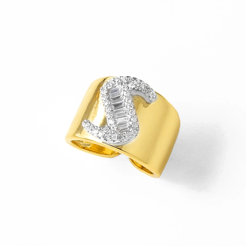 AS jewelry European and American hot-selling gold-plated glossy white K26 English letter ring ring rir75 ring