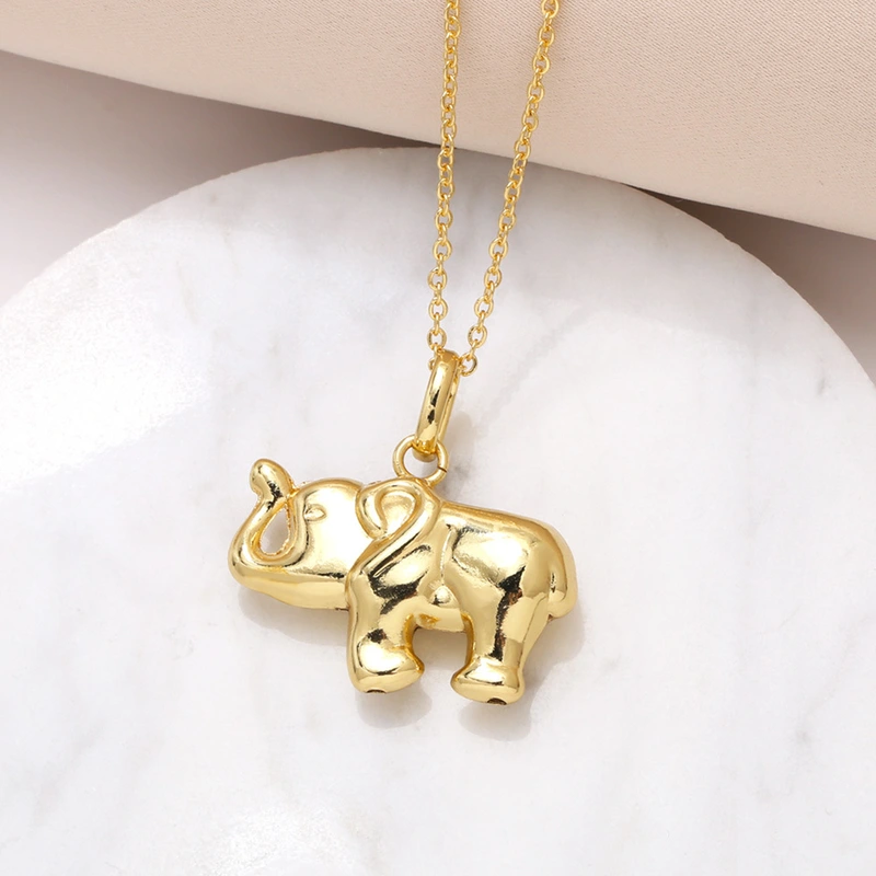 Jewelry elephant gold-plated necklace female chestnut bear smooth hip-hop pendant clavicle chain nkr21
