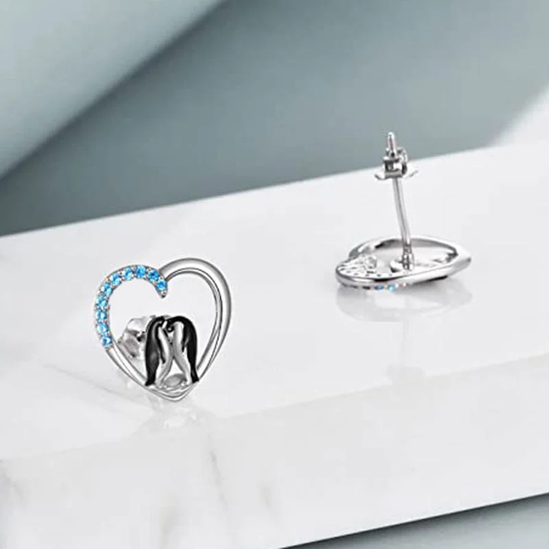 Mini earrings wholesale fashion cute penguin creative shape earrings personality animal love small earrings