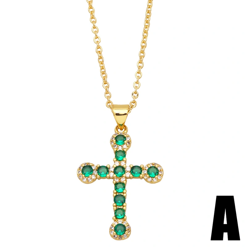 European and American style cross necklace for women with diamonds, fashionable and simple temperament, cross chain clavicle chain, factory direct sales nkb439