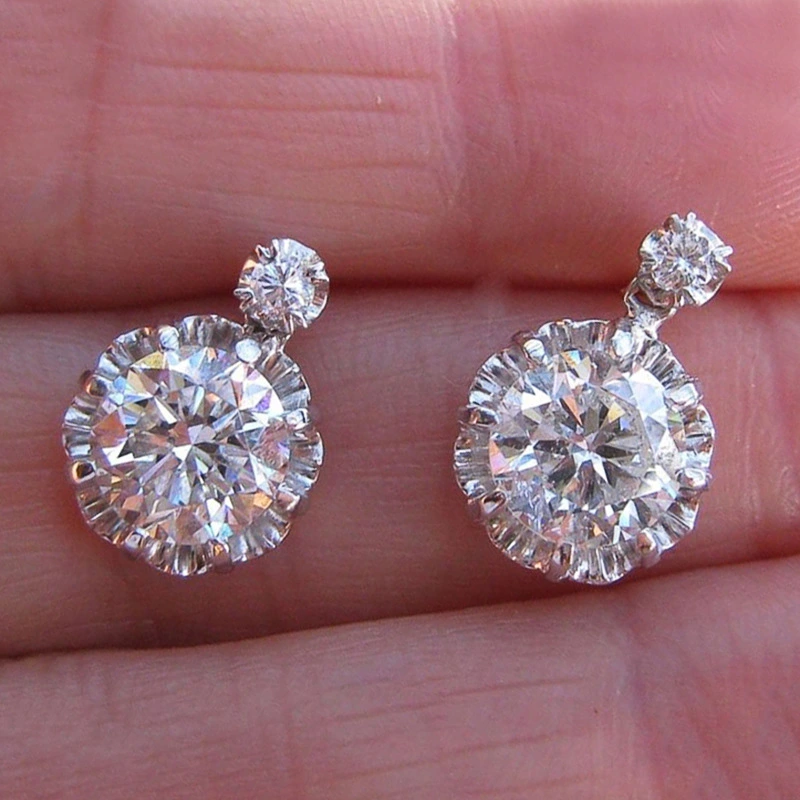 New earrings fashion trend sparkling diamond zircon earrings female temperament flower earring accessories