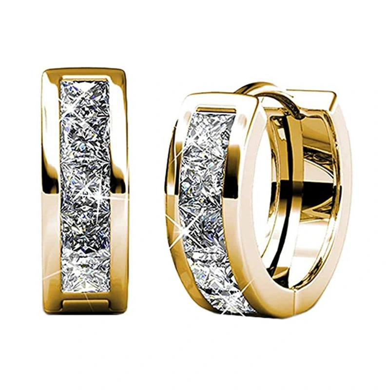 Japanese and Korean men and women's square simple earrings, Korean men's temperament all-match earrings, Internet celebrities' same fashionable earrings