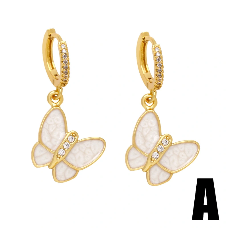 European and American new fashion sweet cute girl butterfly bear earrings simple temperament four-leaf clover earrings ers36
