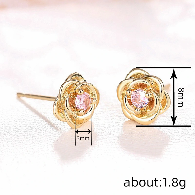 Rose series small fragrance style earrings flower design exquisite fashion sweet style versatile temperament earrings