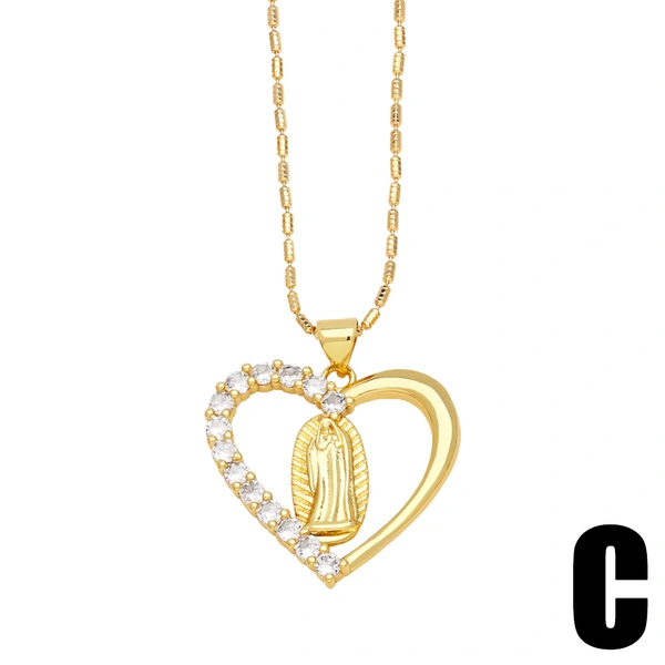 European and American simple love pendant necklace fashion inlaid Virgin Mary all-match clavicle chain nkb856