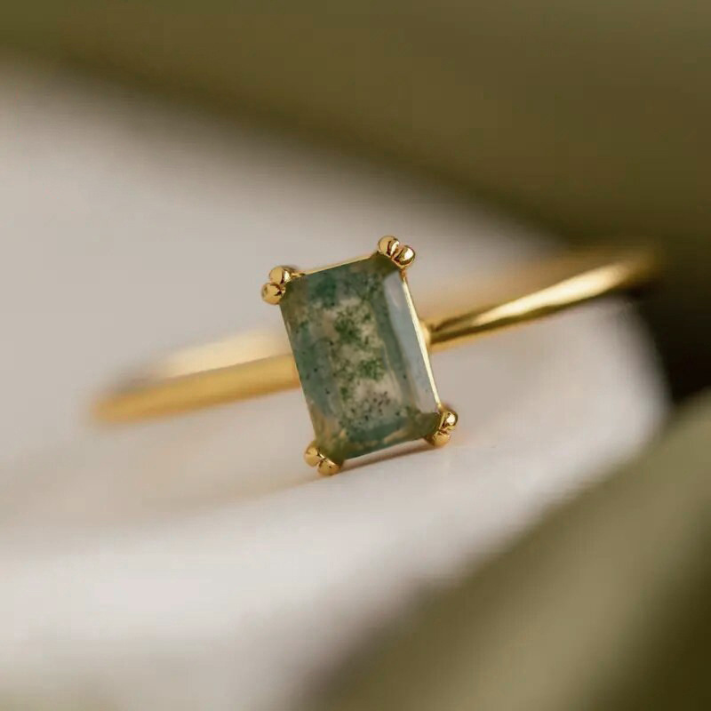  Ancient style factory direct sales new ring female dark green sticker imitation gold elegant jewelry new Chinese style simple style