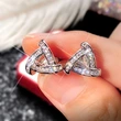 New inlaid step diamond triangle earrings for women exquisite super flash zircon temperament versatile commuter earrings