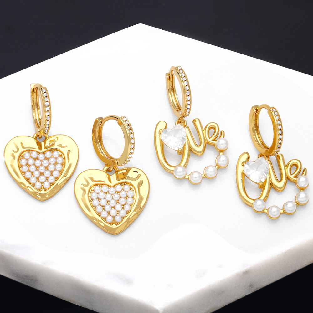 European and American personality heart-shaped pearl earrings female style niche design temperament love earrings era203