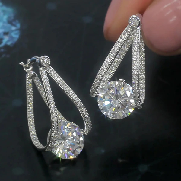 New style temperament earrings French Qixi fashion zircon earrings light luxury women's jewelry batch