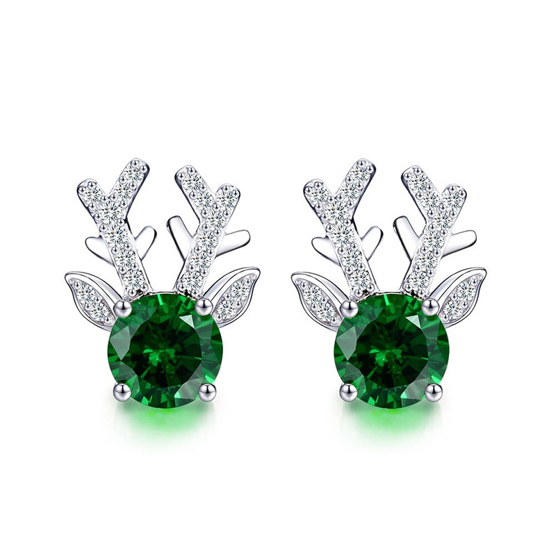  Design animal inlaid zircon earrings for women Christmas fashion earrings cute antlers new style earrings