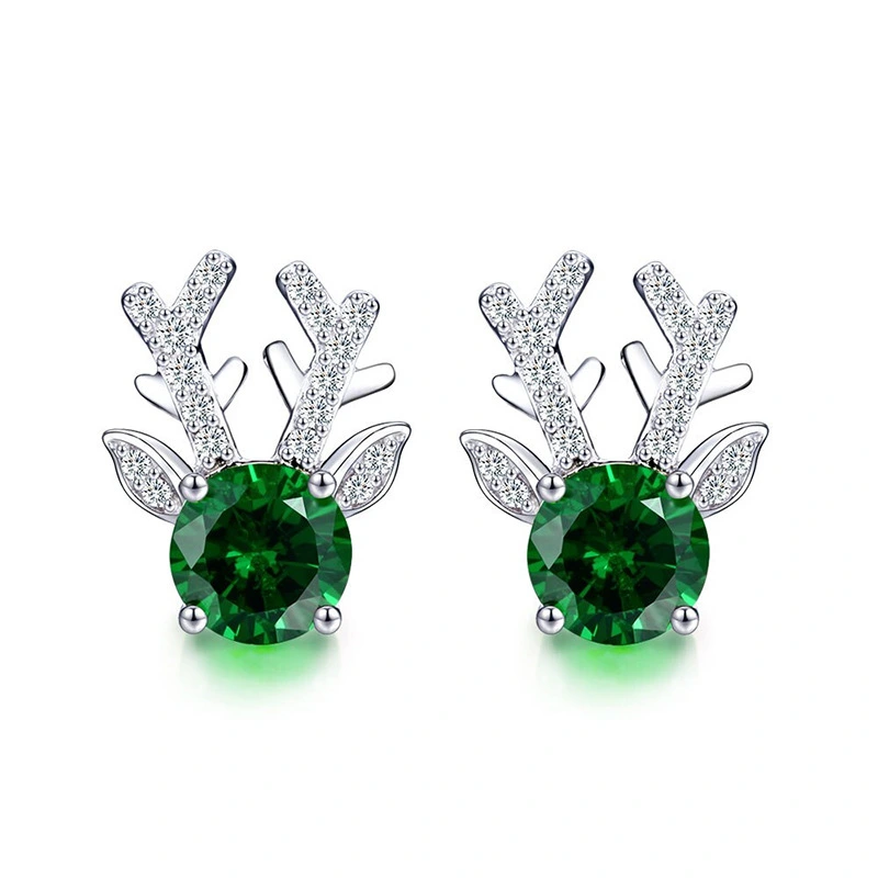  Design animal inlaid zircon earrings for women Christmas fashion earrings cute antlers new style earrings
