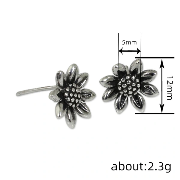 New live earrings for women retro pastoral sunflower sunflower jewelry antique silver exquisite earrings