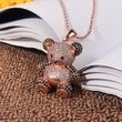 Popular cartoon bear pendant rose gold two-tone zircon men's and women's hip-hop necklace snake bone chain