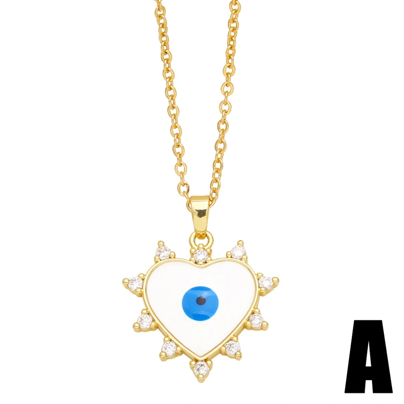 European and American style personality fashion Turkish blue eye necklace female moon heart shaped devil eye clavicle chain nkb226