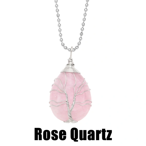 Hot selling teardrop-shaped necklace tree of life winding pendant amethyst turquoise agate pendant nkb637