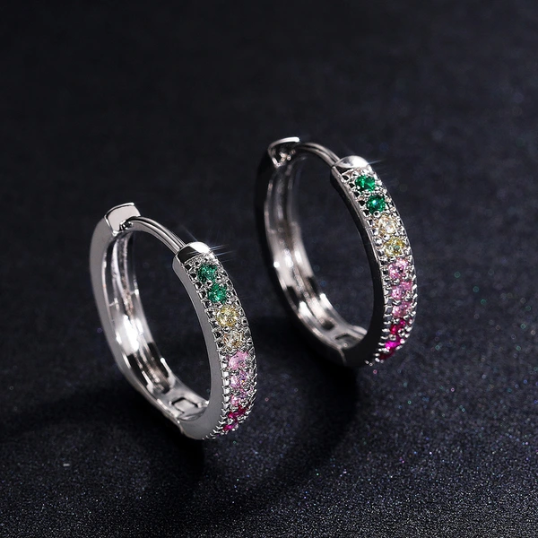 New Japanese and Korean earrings are fashionable and simple, with colorful zircon earrings for women, souvenirs and jewelry that are hot selling.