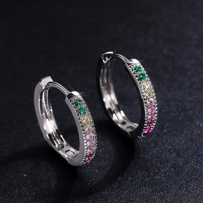 New Japanese and Korean earrings are fashionable and simple, with colorful zircon earrings for women, souvenirs and jewelry that are hot selling.