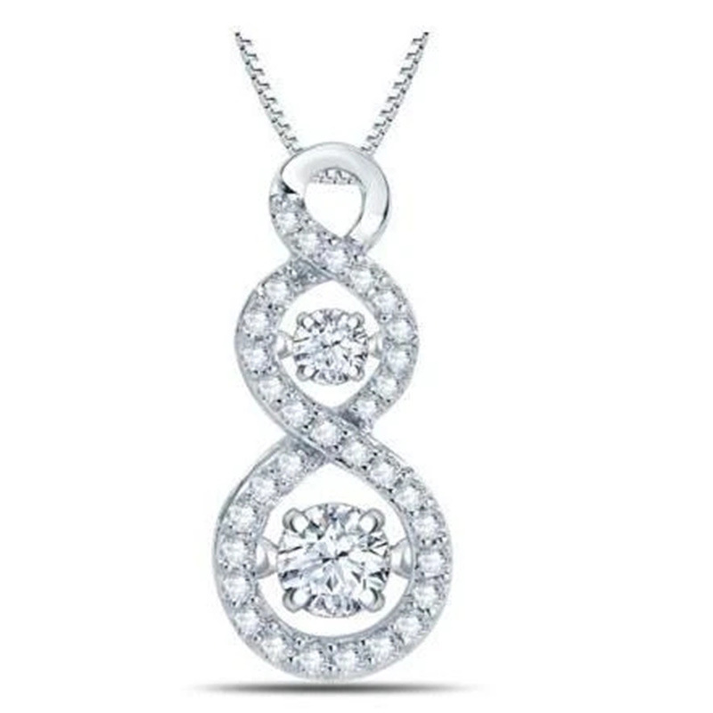 New hollow 8-shaped micro-inlaid zircon necklace simple personality pendant