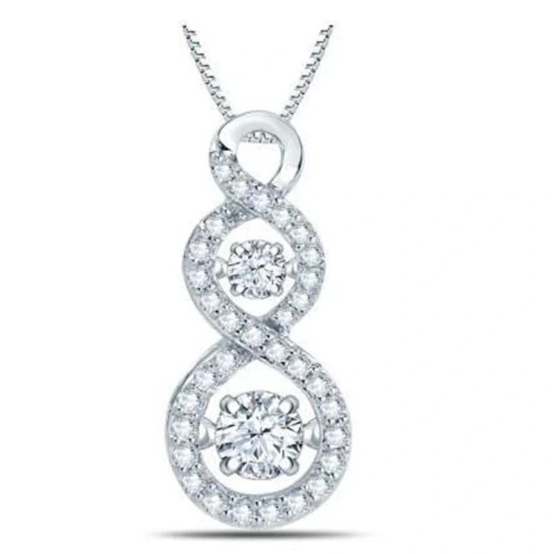 New hollow 8-shaped micro-inlaid zircon necklace simple personality pendant