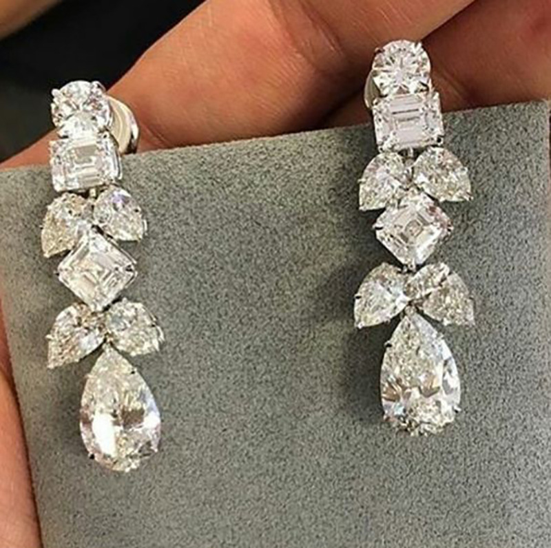 Iceberg American transparent fairy temperament earrings bridal wedding dress evening dress accessories European and American luxury style