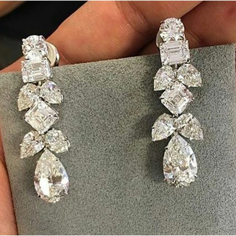 Iceberg American transparent fairy temperament earrings bridal wedding dress evening dress accessories European and American luxury style