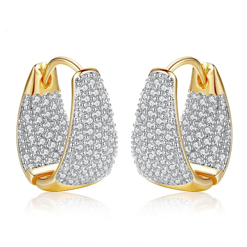 Metal micro-inlaid triangle earrings factory direct sales new jewelry exquisite and fashionable temperament French earrings