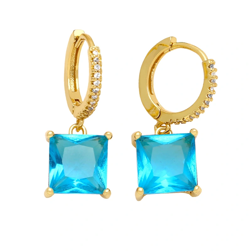 European and American temperament simple geometric square zircon earrings female Internet celebrity personality retro diamond short earrings ers15