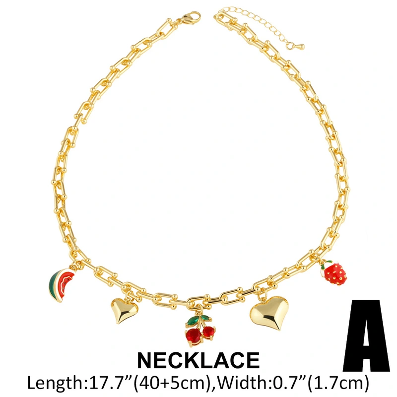 Clearance AS jewelry hot sale love fruit strawberry oil drop women's gold-plated clavicle necklace nka093