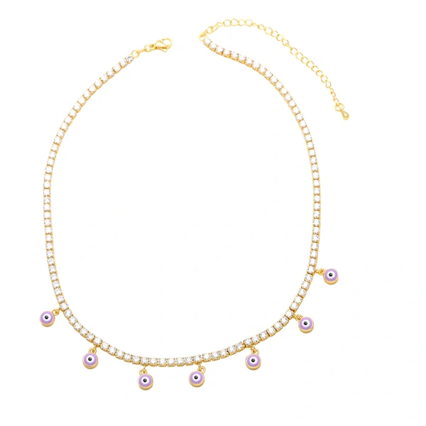 Clearance round devil's eye zircon necklace European and American style niche full diamond sweet cool hot girl style clavicle chain nkb689