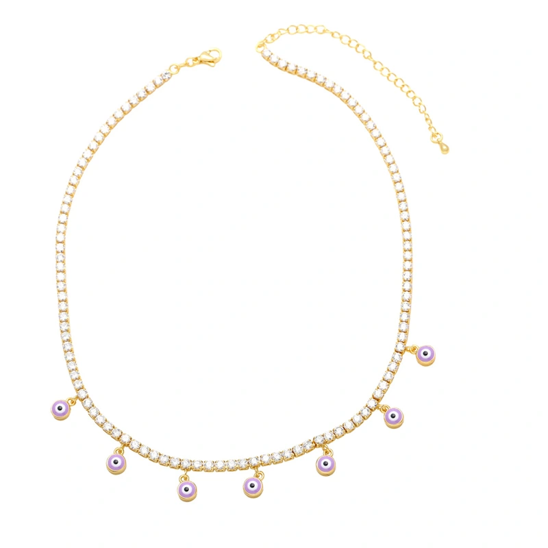 Clearance round devil's eye zircon necklace European and American style niche full diamond sweet cool hot girl style clavicle chain nkb689