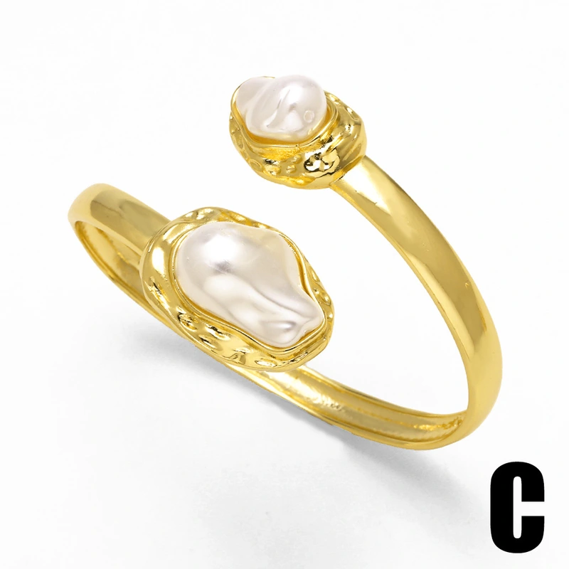 AS jewelry European and American hot-selling pearl open gold-plated bracelet high-end jewelry brk74 bangle