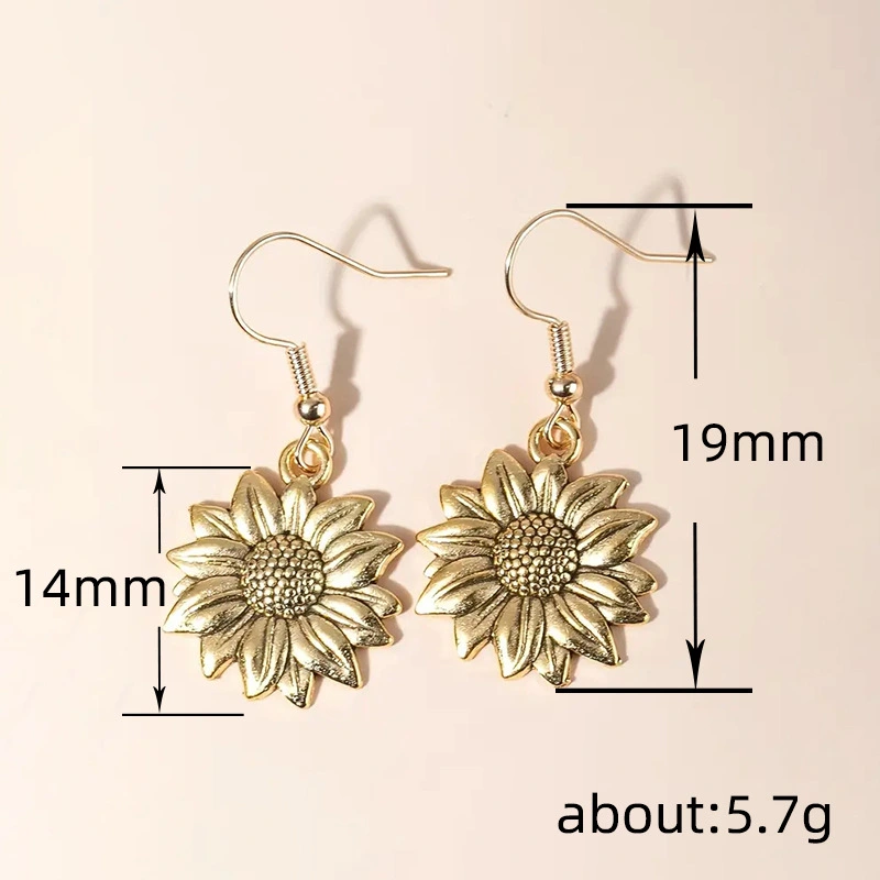Simple personality metal ear hook sunflower high-end elegant earrings new plant flower earrings