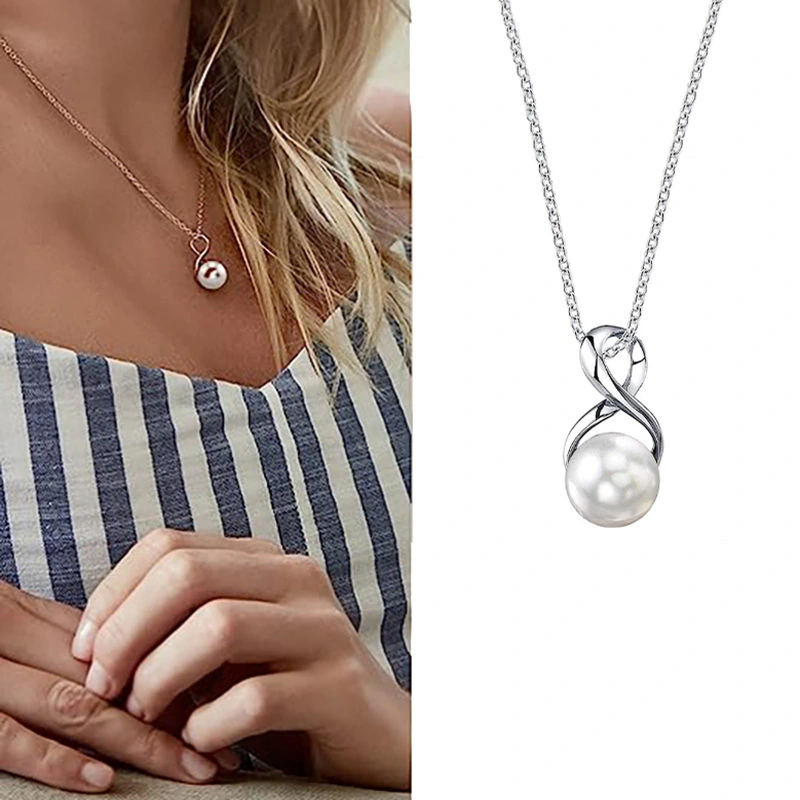  Internet celebrity hot necklace simple fresh niche design pendant infinite love imitation pearl temperament necklace