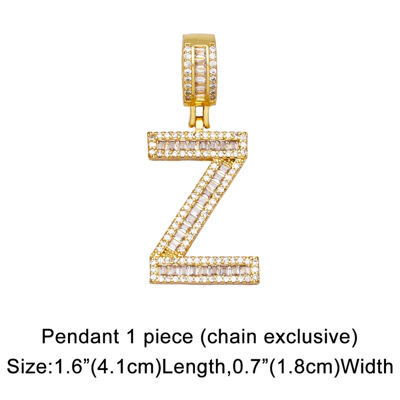 Hot selling zircon English letter necklace European and American fashion hip hop men and women 26 letter necklace nkb174