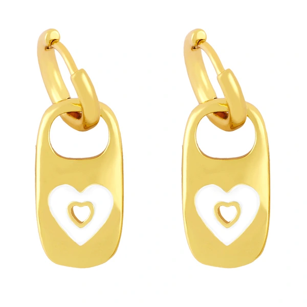Clearance 2024 Metal Style Earrings Women Creative Personality Oil Drop Geometric Heart Shape Earrings Wholesale erx43