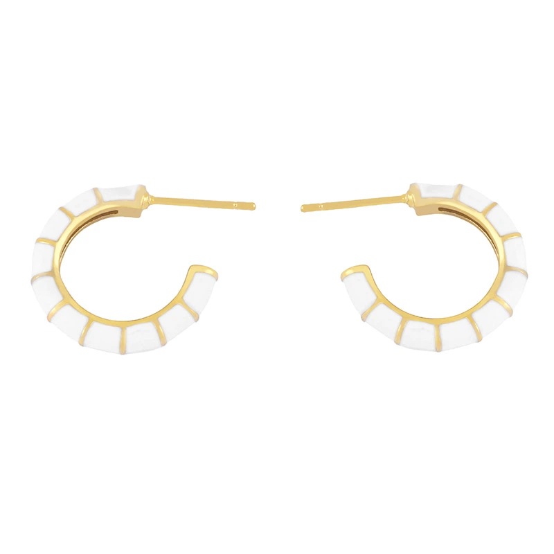 Clearance color oil drop C-shaped earrings female European and American creative temperament Internet celebrity cold style high-end earrings erx86