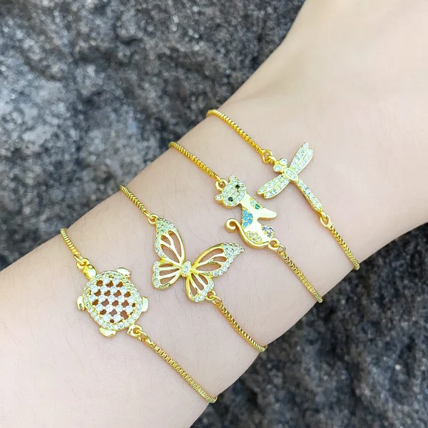 Clearance simple design dragonfly butterfly bracelet girls small fresh turtle kitten bracelet jewelry brj29