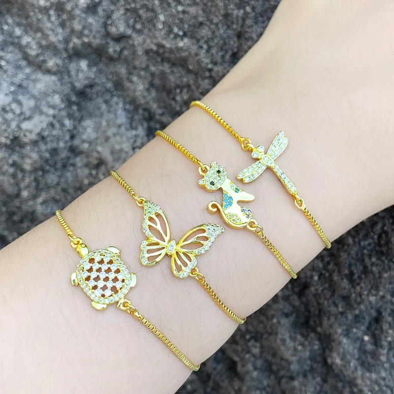 Clearance simple design dragonfly butterfly bracelet girls small fresh turtle kitten bracelet jewelry brj29