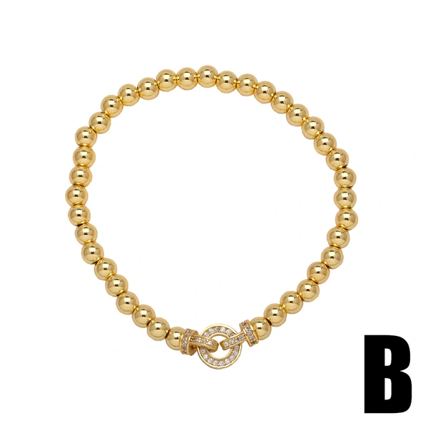 Jewelry love pendant bracelet copper plated real gold inlaid zircon beaded bracelet hand jewelry brd05