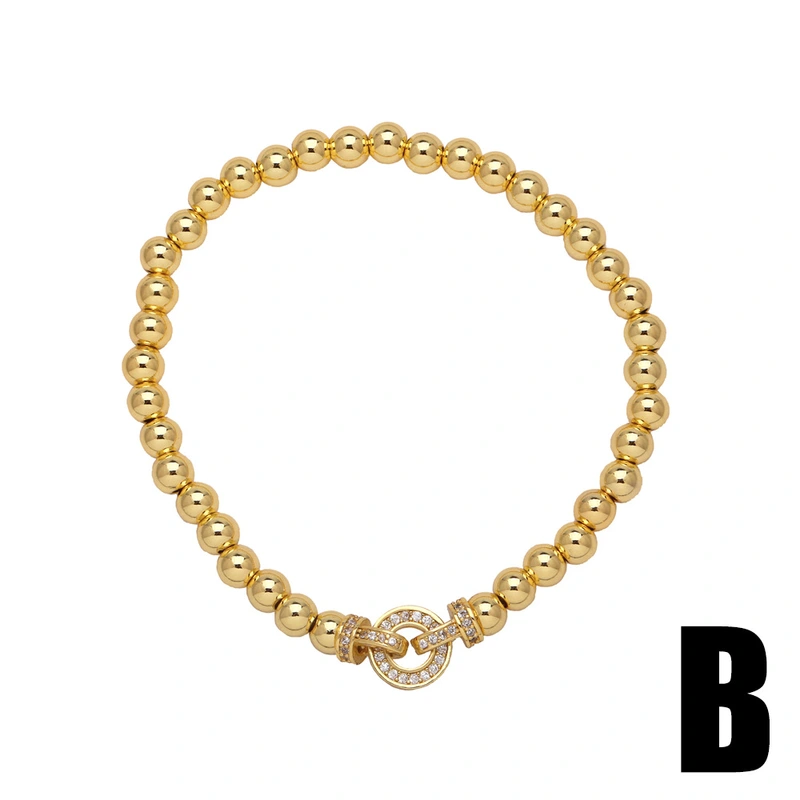 Jewelry love pendant bracelet copper plated real gold inlaid zircon beaded bracelet hand jewelry brd05