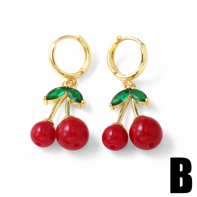 AS jewelry European and American hot selling niche design zircon oil drop fruit cherry earrings earrings earrings erq84