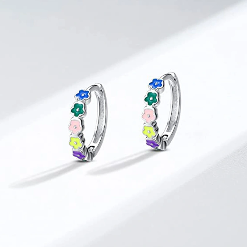   Hot selling flower drop glue earrings for women, sweet and fresh colorful flower forest style literary earrings