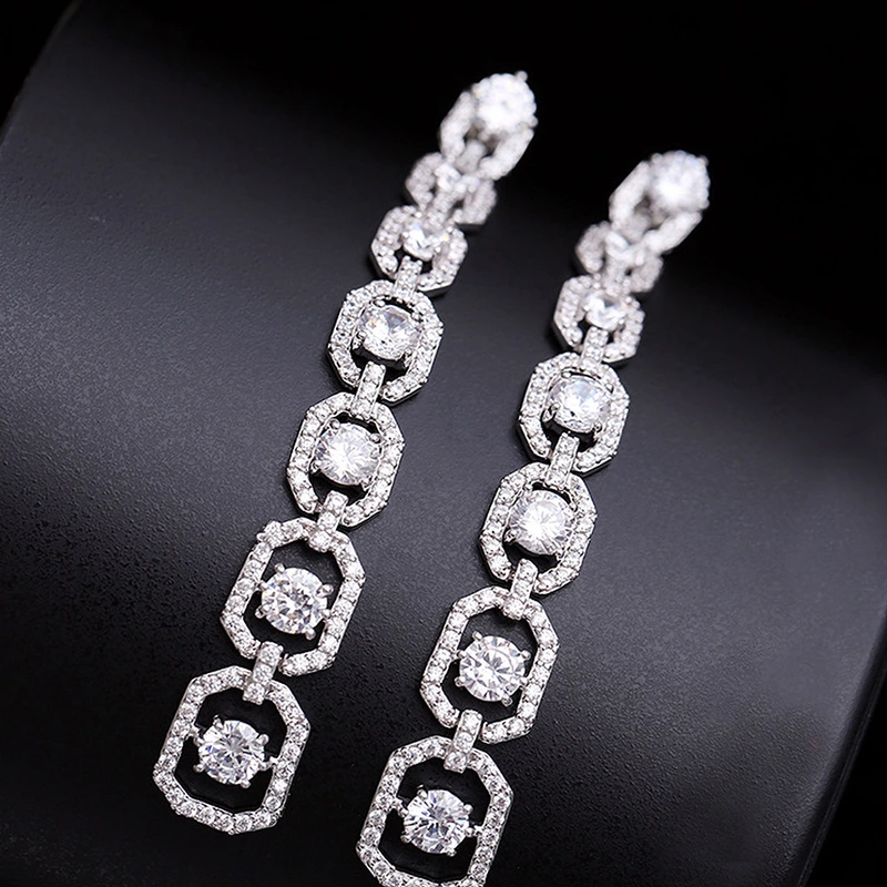 Luxury fashion French style earrings niche slim temperament long women's dress party earrings